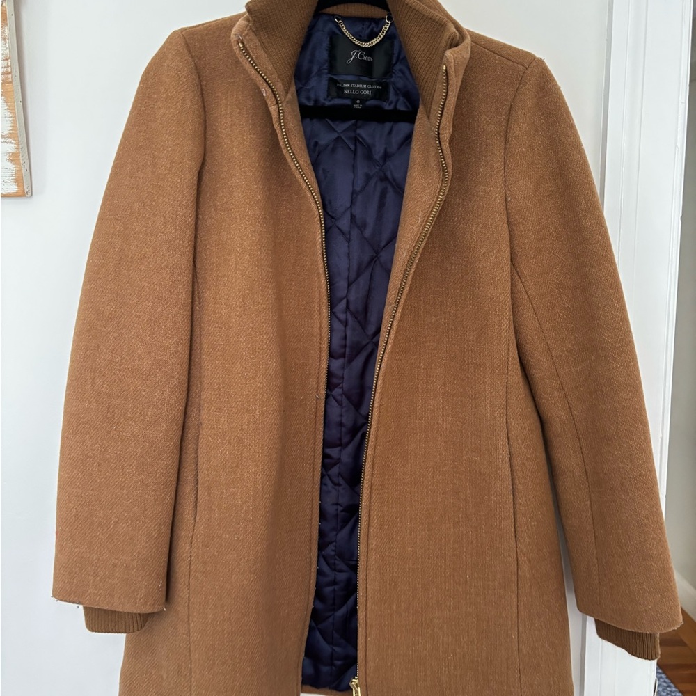 J. Crew Lodge coat in Italian Stadium Cloth in Heather Acorn